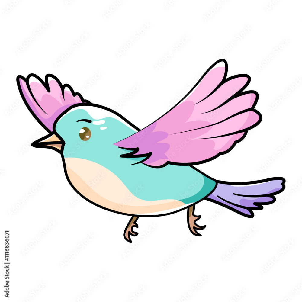 Cute Bird Cartoon Kawaii Sticker. Character Vector Illustration Cute Bird Cartoon Kawaii Sticker. Character Vector Illustration