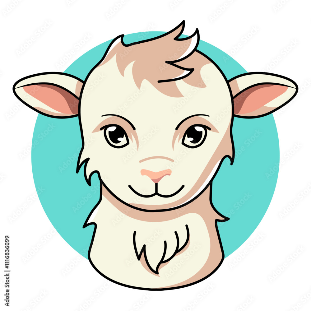 Cute Goat Cartoon Kawaii Sticker. Character Vector Illustration Cute Goat Cartoon Kawaii Sticker. Character Vector Illustration