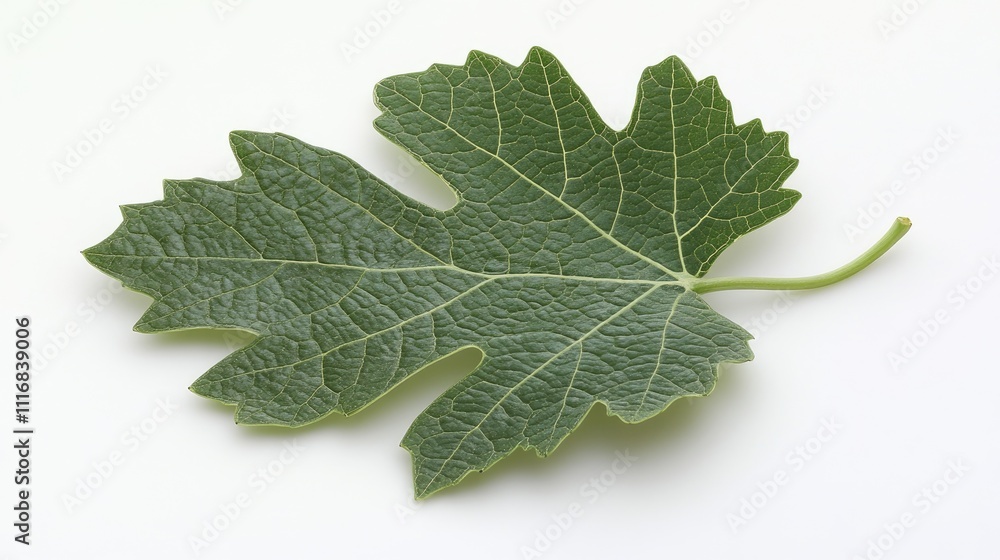 Detailed Close-Up of a Green Maple Leaf on White Background Detailed Close-Up of a Green Maple Leaf on White Background