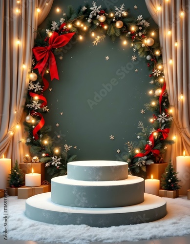 Podium background for Mery Christmas photo