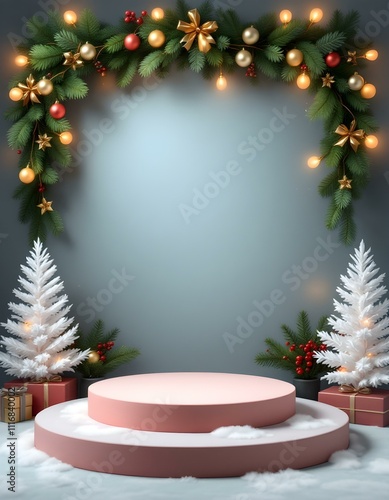 Podium background for Mery Christmas photo