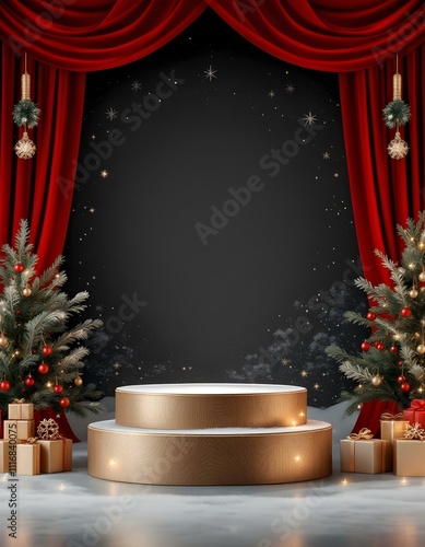 Podium background for Mery Christmas photo