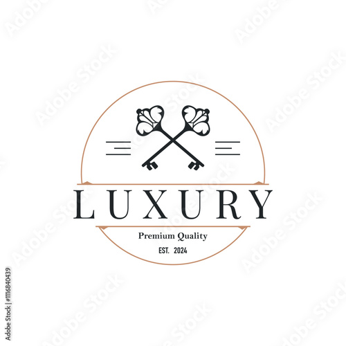 Home security design simple key logo old vintage minimalist template illustration