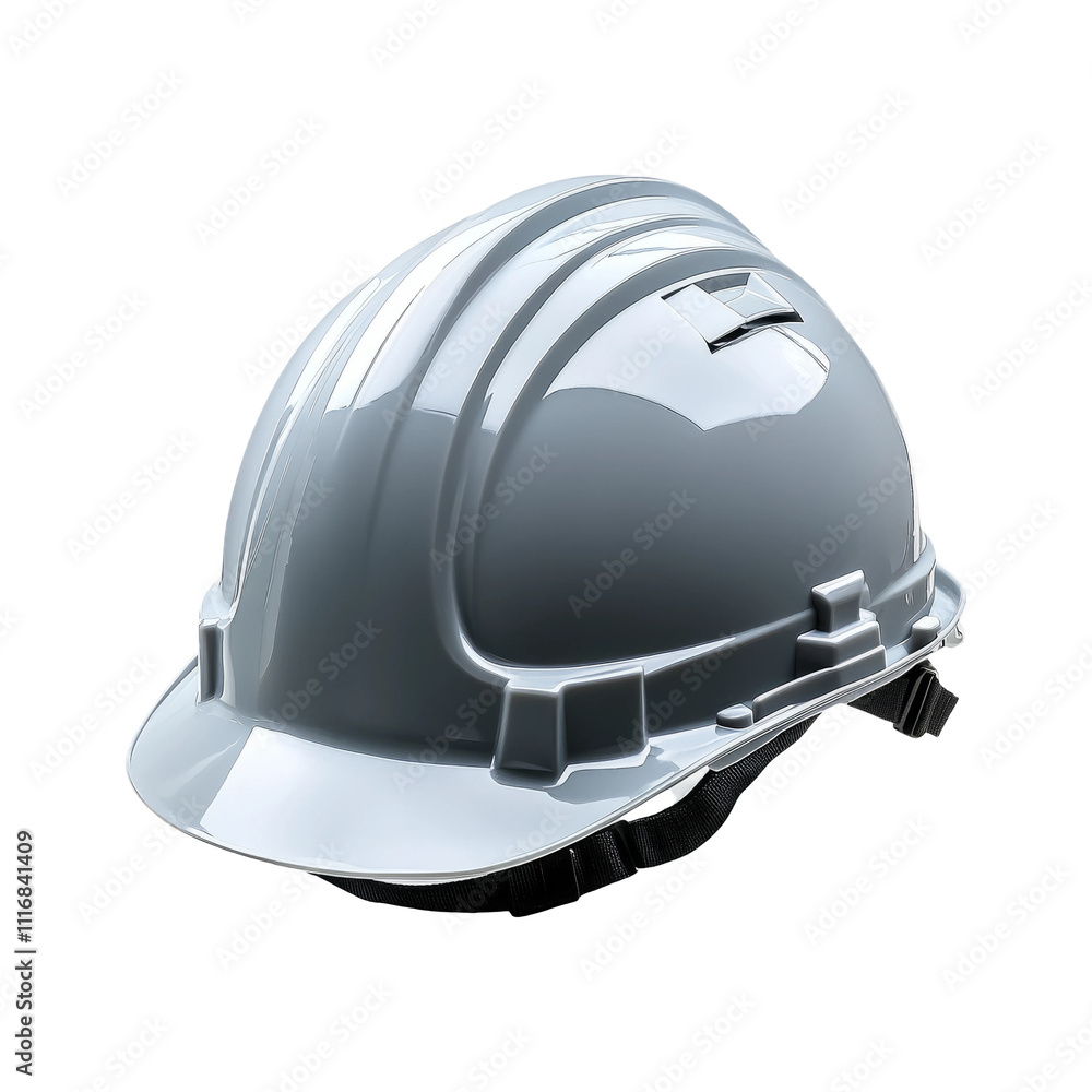 Fototapeta premium Grey Construction Safety Hard Hat on Transparent Background