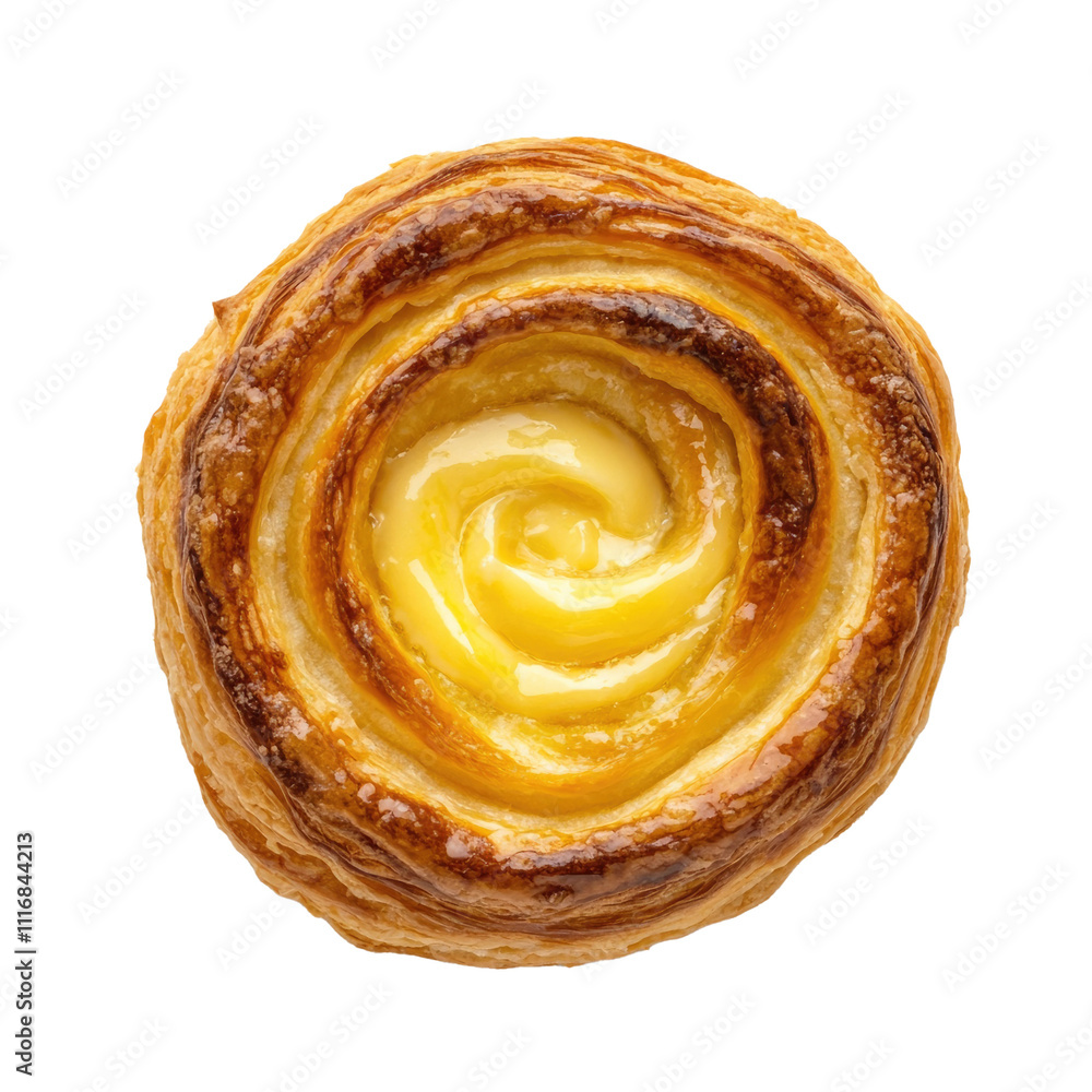 Fototapeta premium A Delicious Custard Danish Isolated on a Transparent Background 