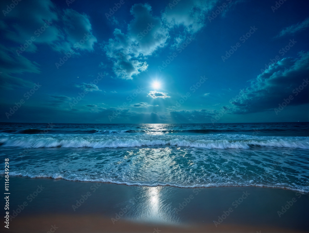 Fototapeta premium Moonlit Ocean Serenity