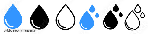 Water drop icon collection set. Vector illustration