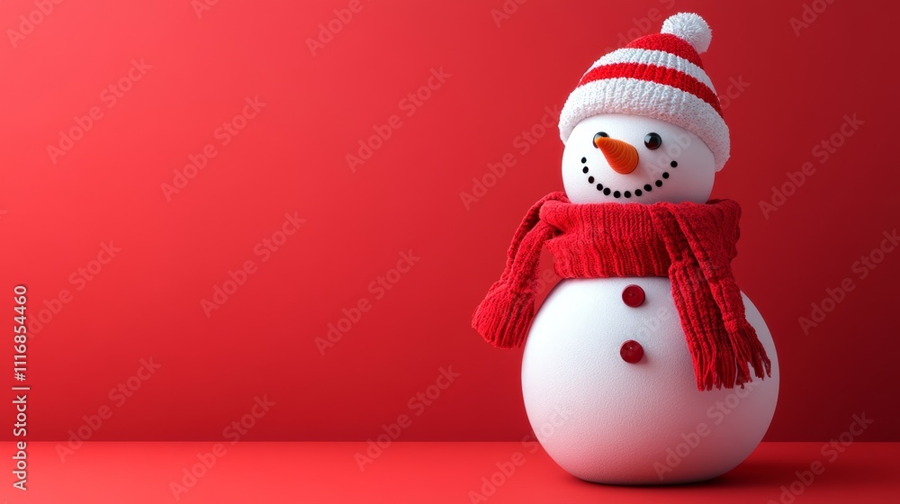 A cheerful snowman adorned with a vibrant red scarf and a fluffy white hat, embodying the festive spirit of Christmas. A cheerful snowman adorned with a vibrant red scarf and a fluffy white hat, embodying the festive spirit of Christmas.