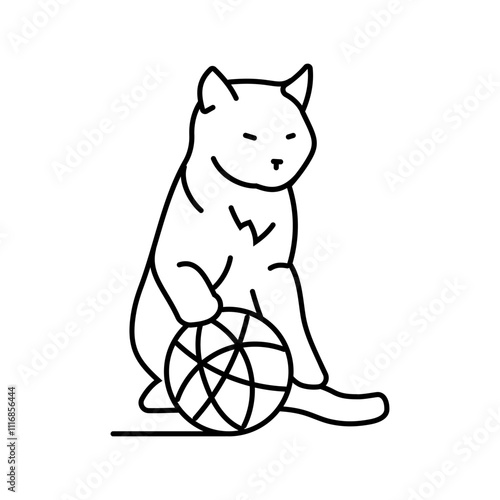 and yarn ball cat breeding line icon vector. and yarn ball cat breeding sign. isolated contour symbol black illustration
