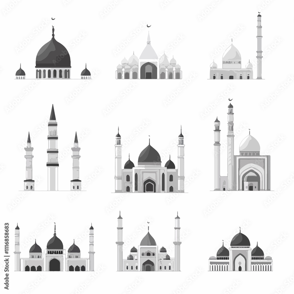 Detailed Mosque and Muslim Icons Set for Islamic Design Projects Detailed Mosque and Muslim Icons Set for Islamic Design Projects