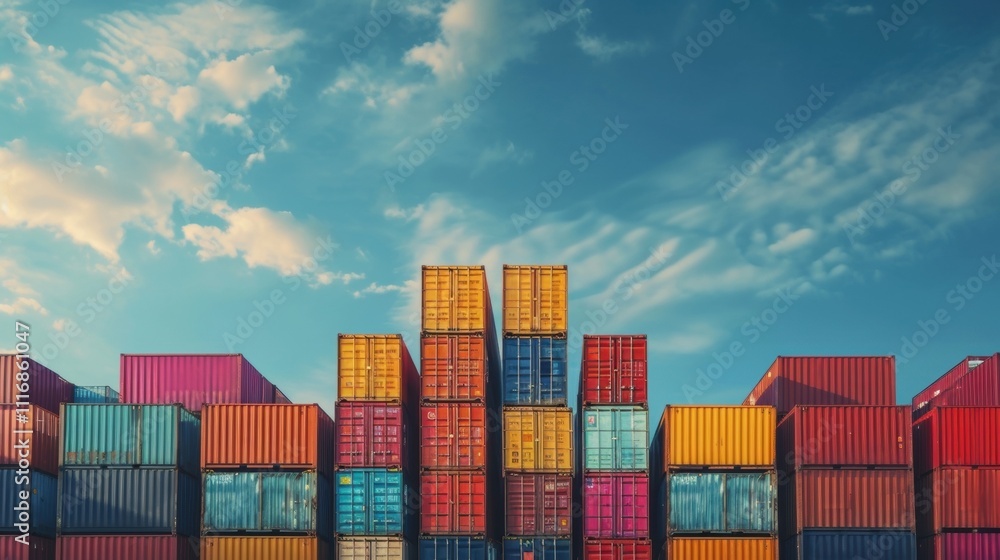 A group of shipping containers stacked high on a cargo ship illustrating the efficiency and costeffectiveness of transporting large quantities of grain by sea. A group of shipping containers stacked high on a cargo ship illustrating the efficiency and costeffectiveness of transporting large quantities of grain by sea.