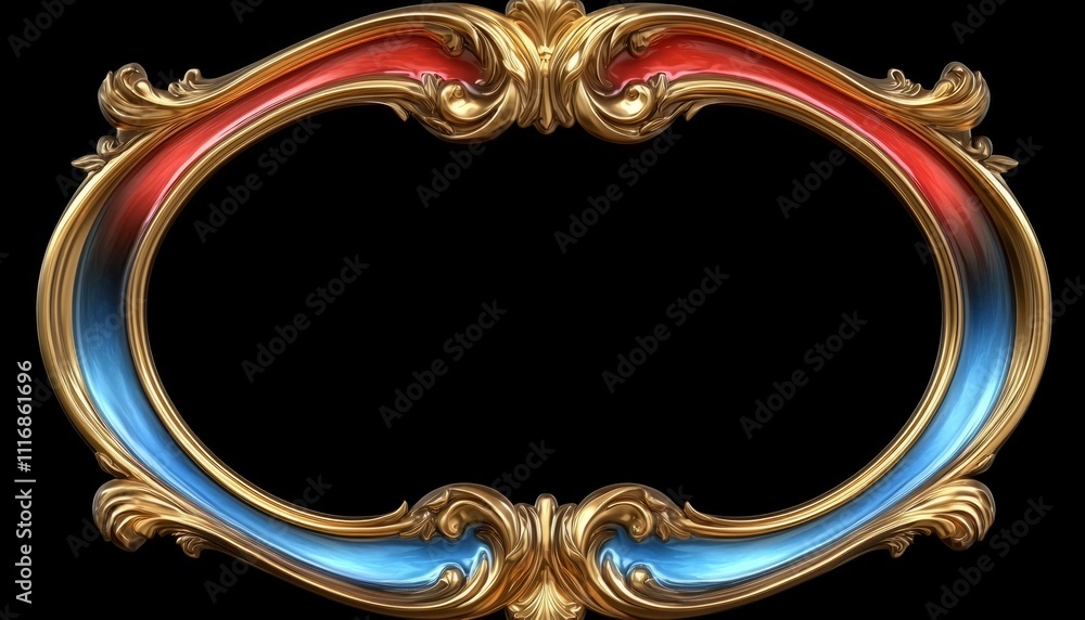 Ornate Gold Frame With Red And Blue Accents Ornate Gold Frame With Red And Blue Accents