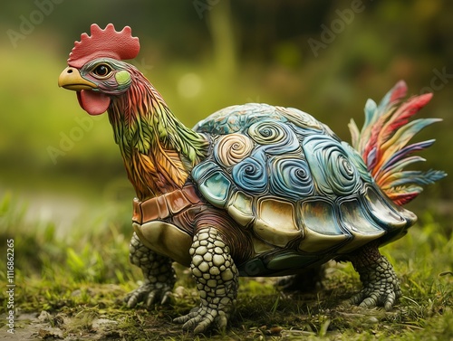 A hybrid animal of a rooster and a turtle photo