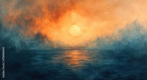 soft impressionistic painting warm orange blue dreamy atmosphere light glowy abstract background