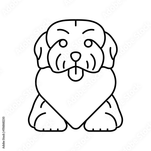 heart dog line icon vector. heart dog sign. isolated contour symbol black illustration