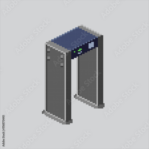 Pixel art illustration Airport Gate. Pixelated Scanner Gate. Scanner Gate Airport Metal Detector icon pixelated for the pixel art game and icon for website and video game. old school retro.