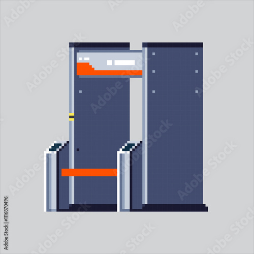 Pixel art illustration Airport Gate. Pixelated Scanner Gate. Scanner Gate Airport Metal Detector icon pixelated for the pixel art game and icon for website and video game. old school retro.
