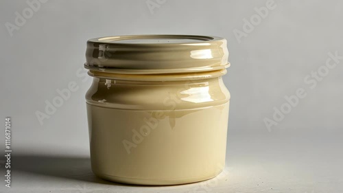 Creamy Beige Jar with Lid: A Studio Shot