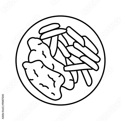 chips fish line icon vector. chips fish sign. isolated contour symbol black illustration