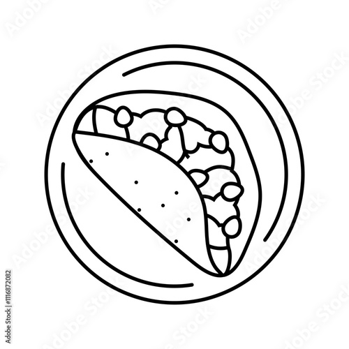 tacos fish line icon vector. tacos fish sign. isolated contour symbol black illustration
