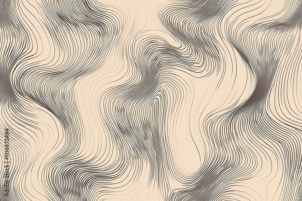 Abstract wavy lines create a textured pattern in neutral tones. Abstract wavy lines create a textured pattern in neutral tones.
