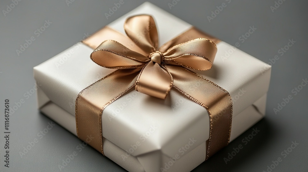 Elegant Gift Box With Gold Ribbon Bow Elegant Gift Box With Gold Ribbon Bow