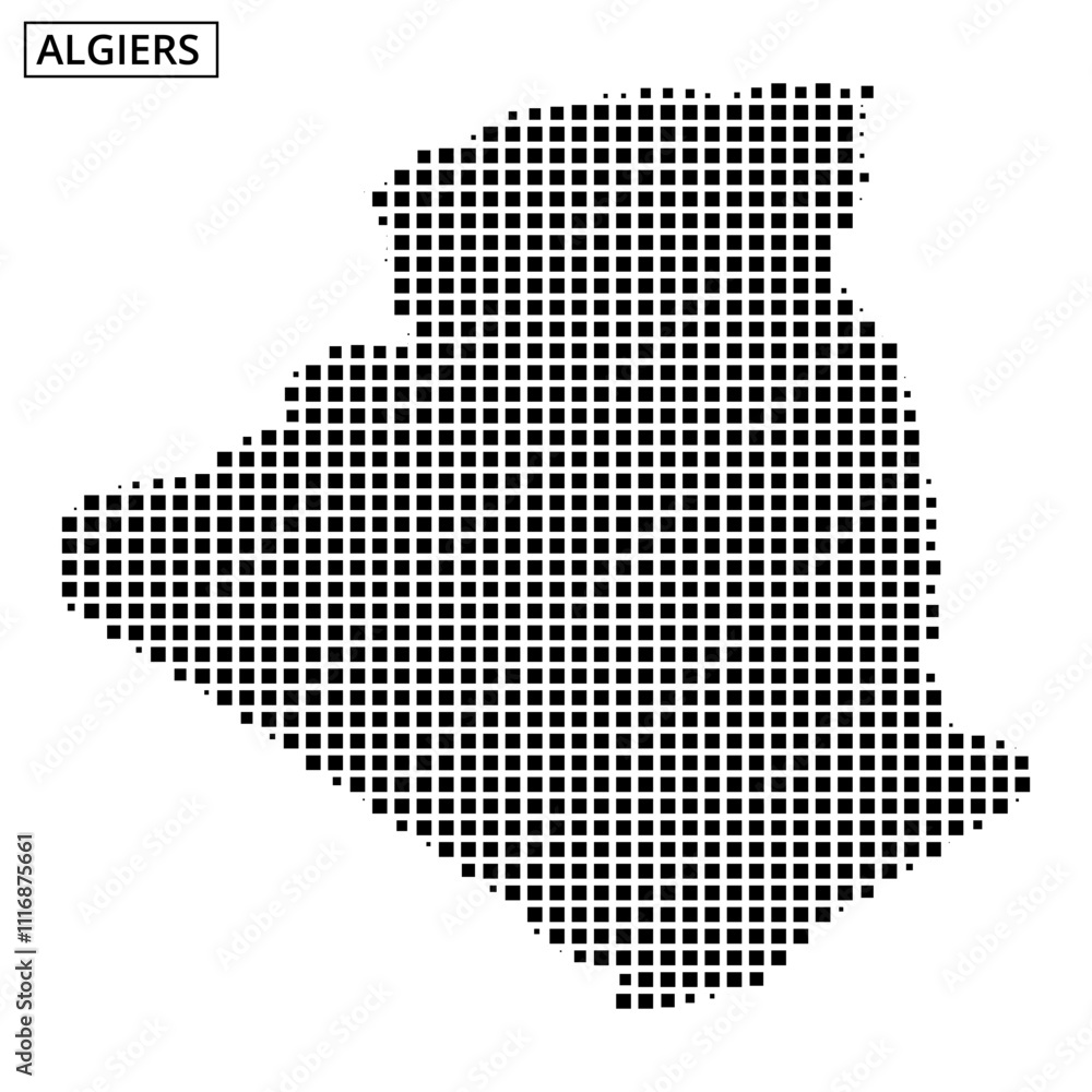 Fototapeta premium Detailed dotted map of a geographical area outlining borders and features