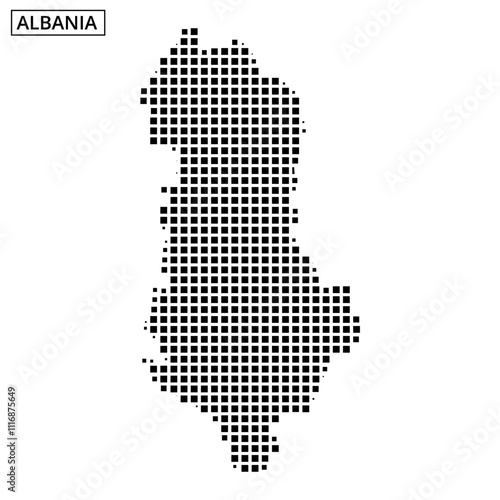 Detailed vector map silhouette of Albania with textured design elements