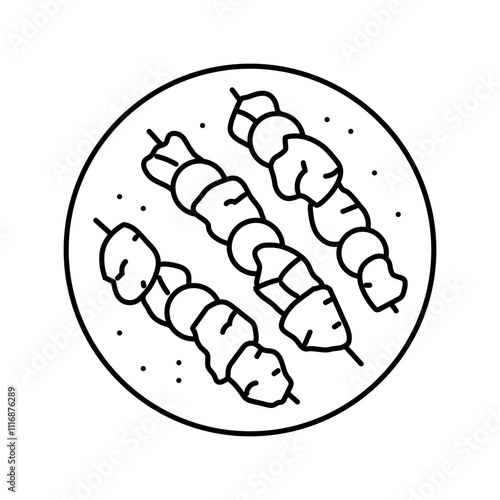 kebabs fish line icon vector. kebabs fish sign. isolated contour symbol black illustration