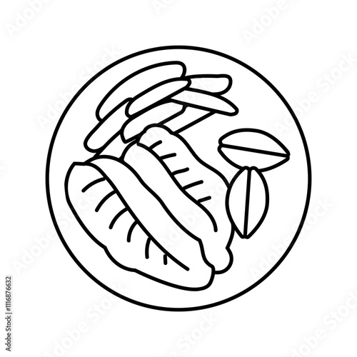 blackened fish line icon vector. blackened fish sign. isolated contour symbol black illustration