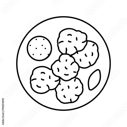cakes fish line icon vector. cakes fish sign. isolated contour symbol black illustration