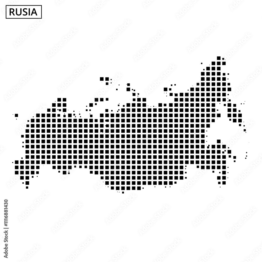 Obraz premium Outline of Russia displayed with dotted pattern illustrating geography and size