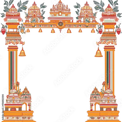 Ornate Temple Architecture Design Decorative Frame