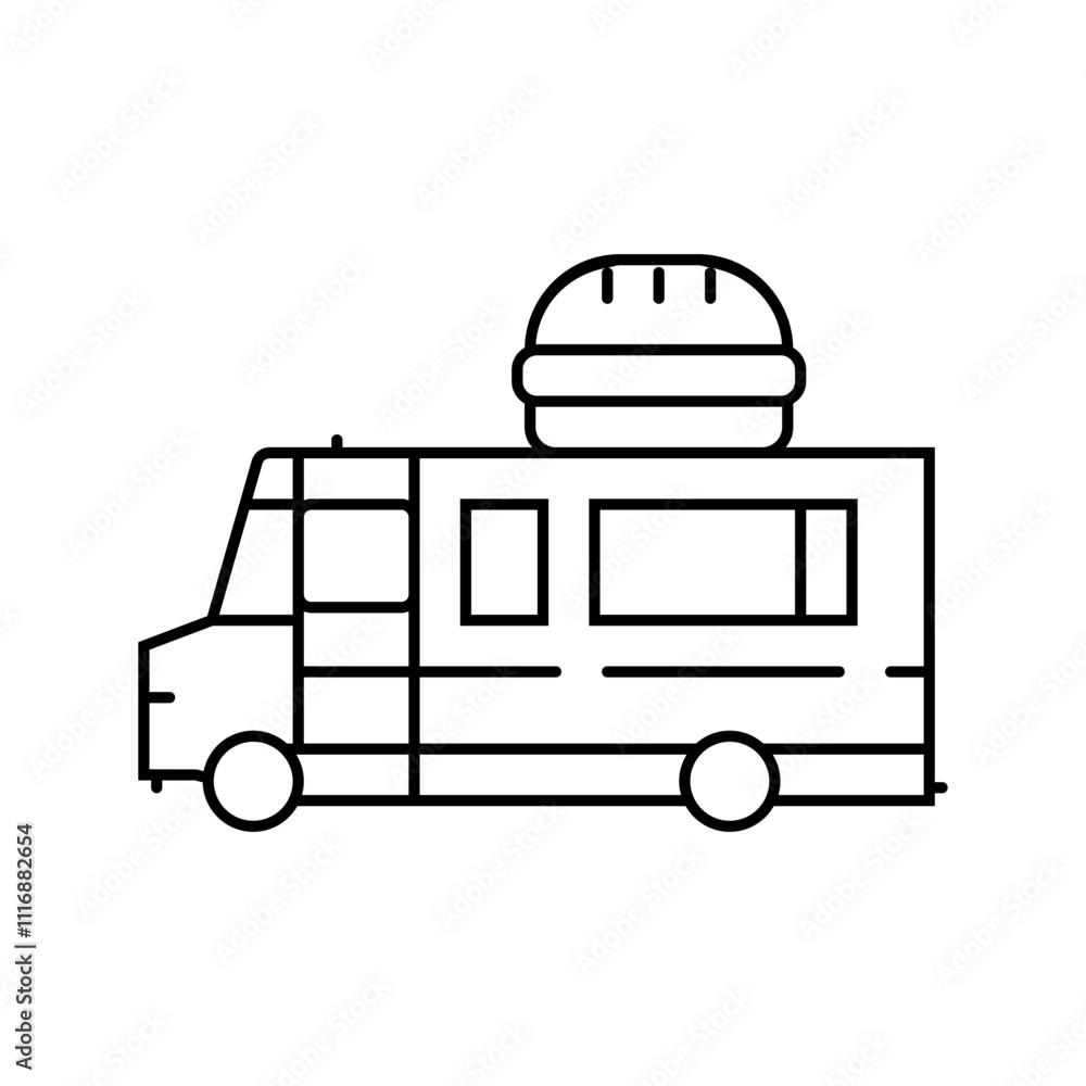 sandwich food truck line icon vector. sandwich food truck sign. isolated contour symbol black illustration