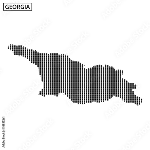 Outline of Georgia represented in a dotted design showcasing its borders and shape