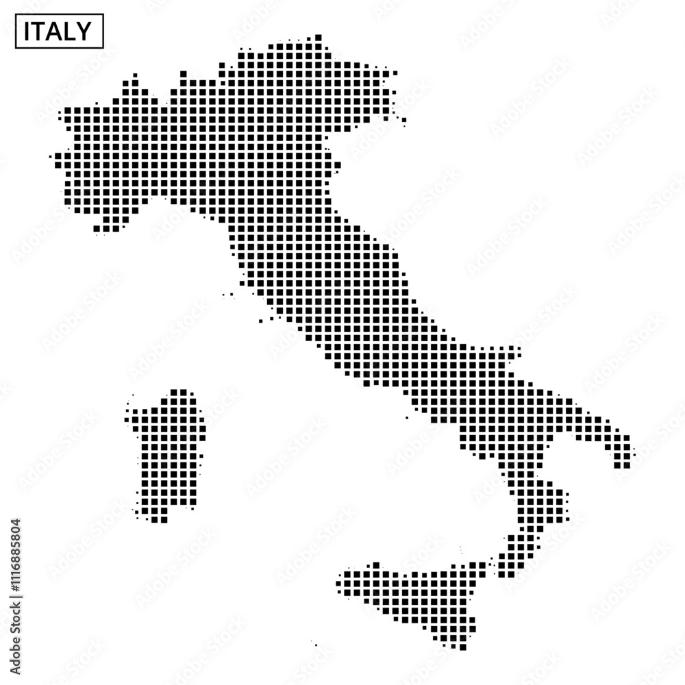 Obraz premium Map of Italy represented in dotted style with distinct regions and shapes