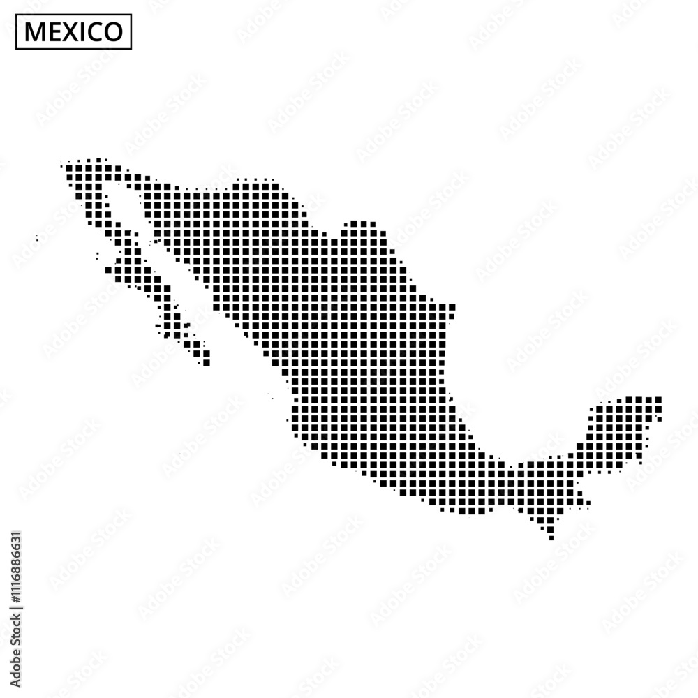 Obraz premium Map of Mexico created with dotted pattern showcasing geographic shape and features