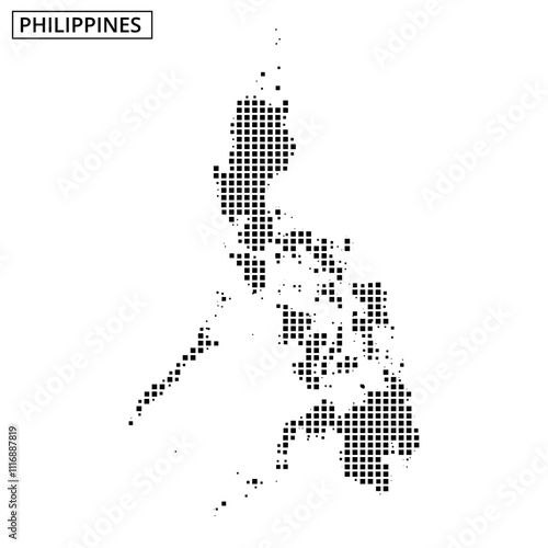 Outline of the Philippines in a dotted design with minimalist style for educational use