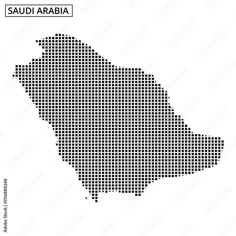 Fototapeta premium Unique dotted map representation of Saudi Arabia showcasing its geographical outline