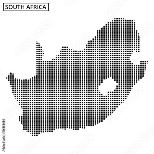 Detailed dot representation of the map of South Africa showing its geographical outline