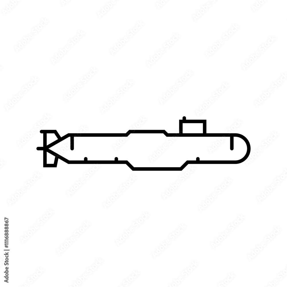 submarine ship line icon vector. submarine ship sign. isolated contour symbol black illustration submarine ship line icon vector. submarine ship sign. isolated contour symbol black illustration