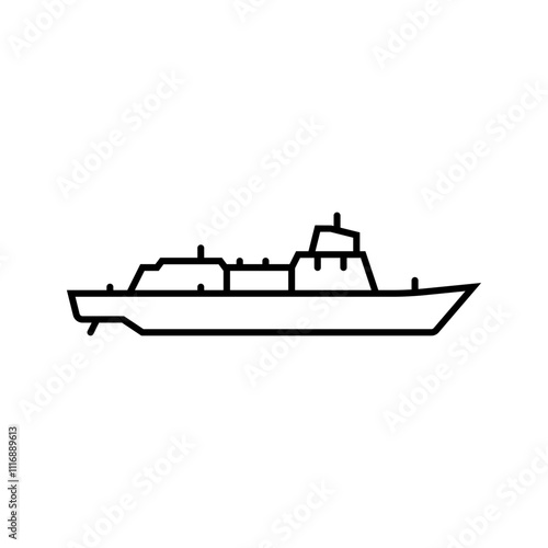 frigate ship line icon vector. frigate ship sign. isolated contour symbol black illustration
