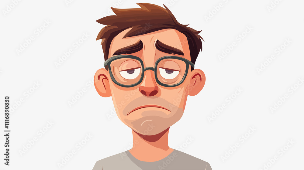 Illustration of Unhealthy Sad Sick Man with Dark Circles Under Eyes Illustration of Unhealthy Sad Sick Man with Dark Circles Under Eyes