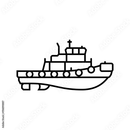 tugboat ship line icon vector. tugboat ship sign. isolated contour symbol black illustration