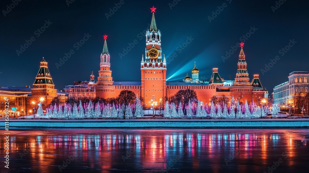 Obraz premium Famous landmark decorated and lit up for the New Year celebration