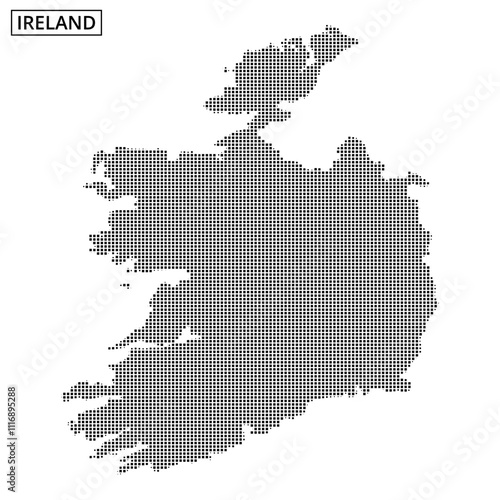 Detailed dot pattern map of Ireland showcasing the country's geography