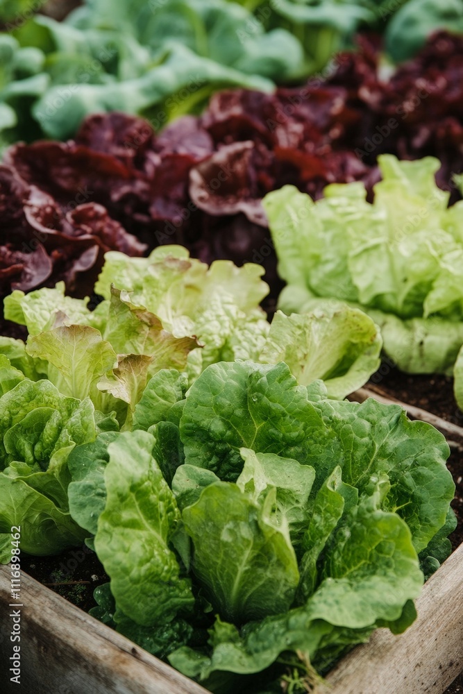 Greenhouse filled with rows of lettuce and other leafy greens