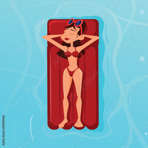woman lying on a float relaxing in a pool - vacations - summer time