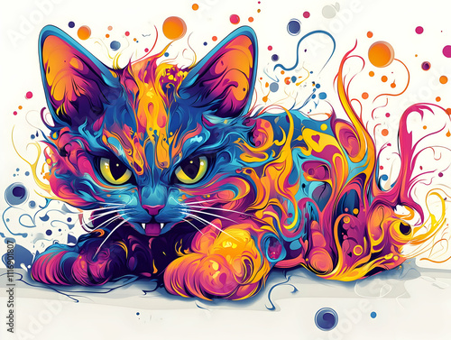 Vibrant Abstract Kitten Illustration photo