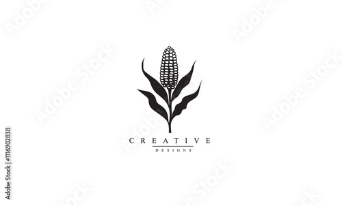 Corn Cob simple black vector icon white background